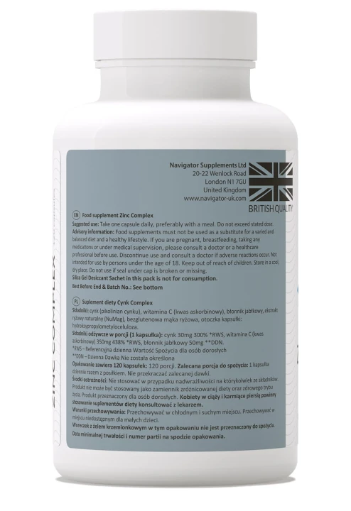 Zinc Complex 30 mg 120 capsules Left.jpg