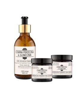 Kuracja do cery trądzikowej, mieszanej i tłustej Czarna Porzeczka & Słonecznik na prezent - składniki naturalnego pochodzenia