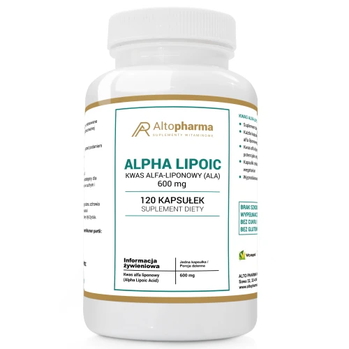 ALPHA LIPOIC KWAS ALFA - LIPONOWY (ALA) 600mg MEGA DAWKA PRODUKT WEGE 120 kapsułek