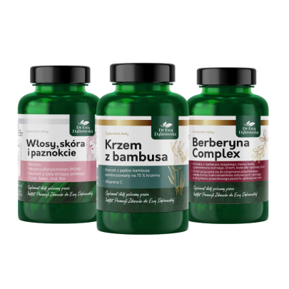 Zestaw Metamorfoza: Berberyna Complex + Włosy, Skóra, Paznokcie + Krzem z Bambusa Dr Ewa Dąbrowska