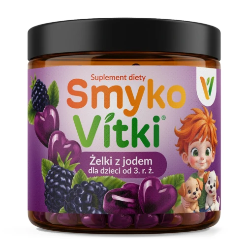 Żelki z jodem dla dzieci 60 szt. SmykoVitki®| jod dla dzieci | smak jeżynowy | wegańskie | Jodavita